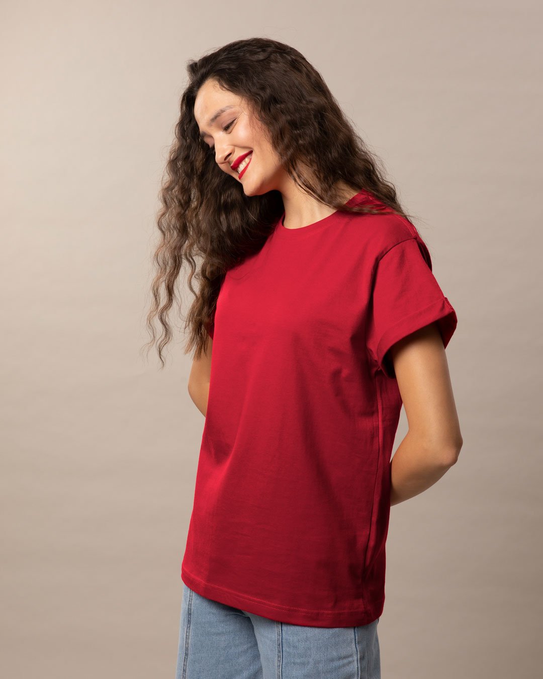 100% Cotton Blank T-shirts - for her - Strong Red